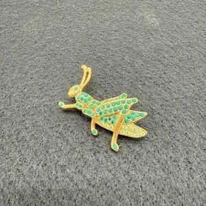 Vintage MONET GRASSHOPPER Brooch Pin ~‎ Green Rhinestones